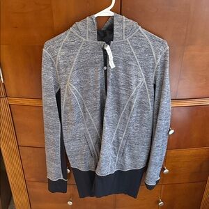 Lulu lemon Gray and Black Hooded Jacket size 12